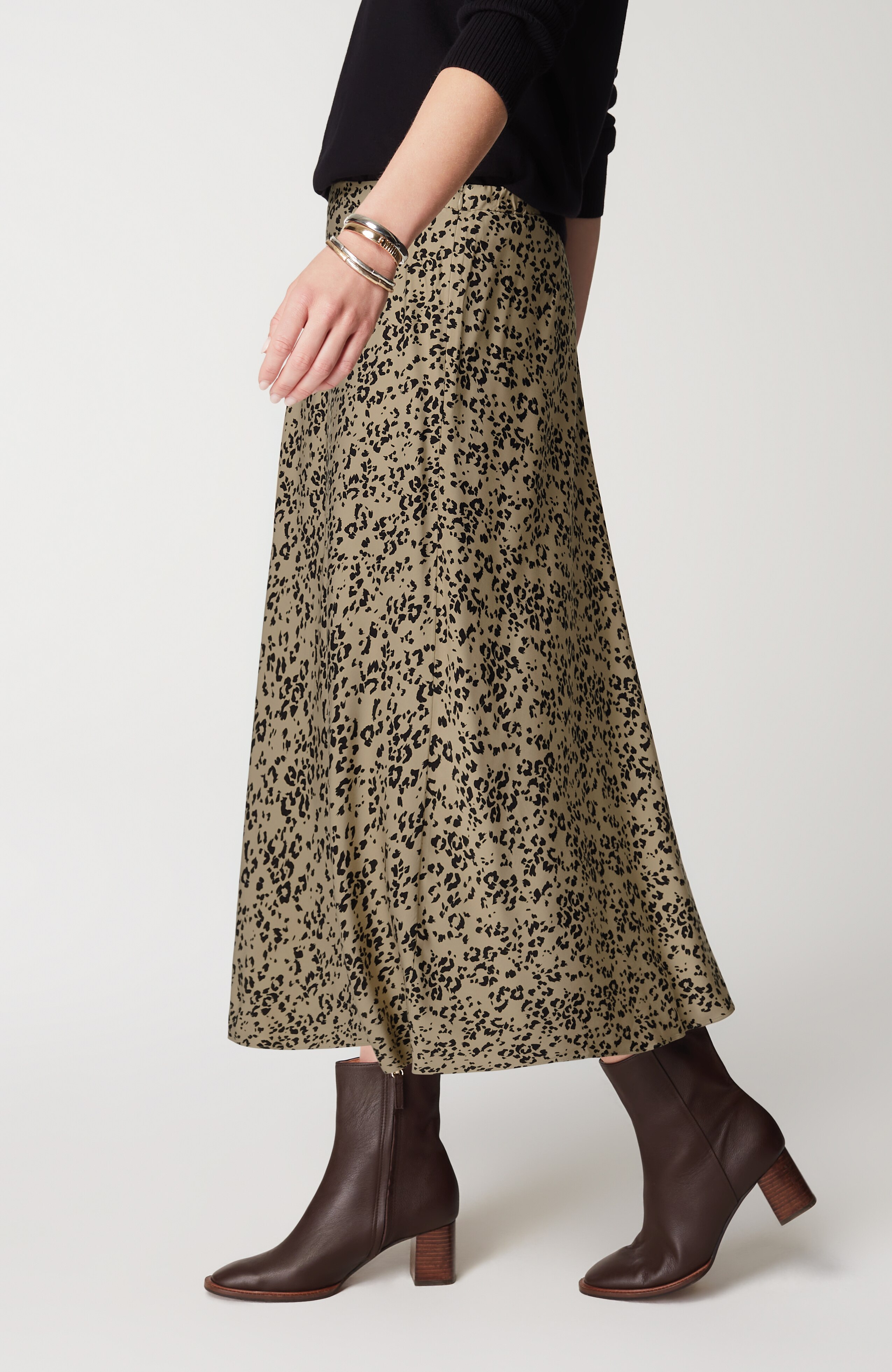 Printed A-Line Midi Skirt