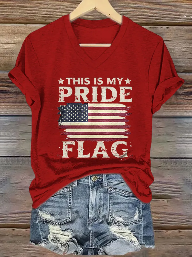 Women's This Is My Pride Flag Print Short Sleeve Round Neck Cotton T-Shirt