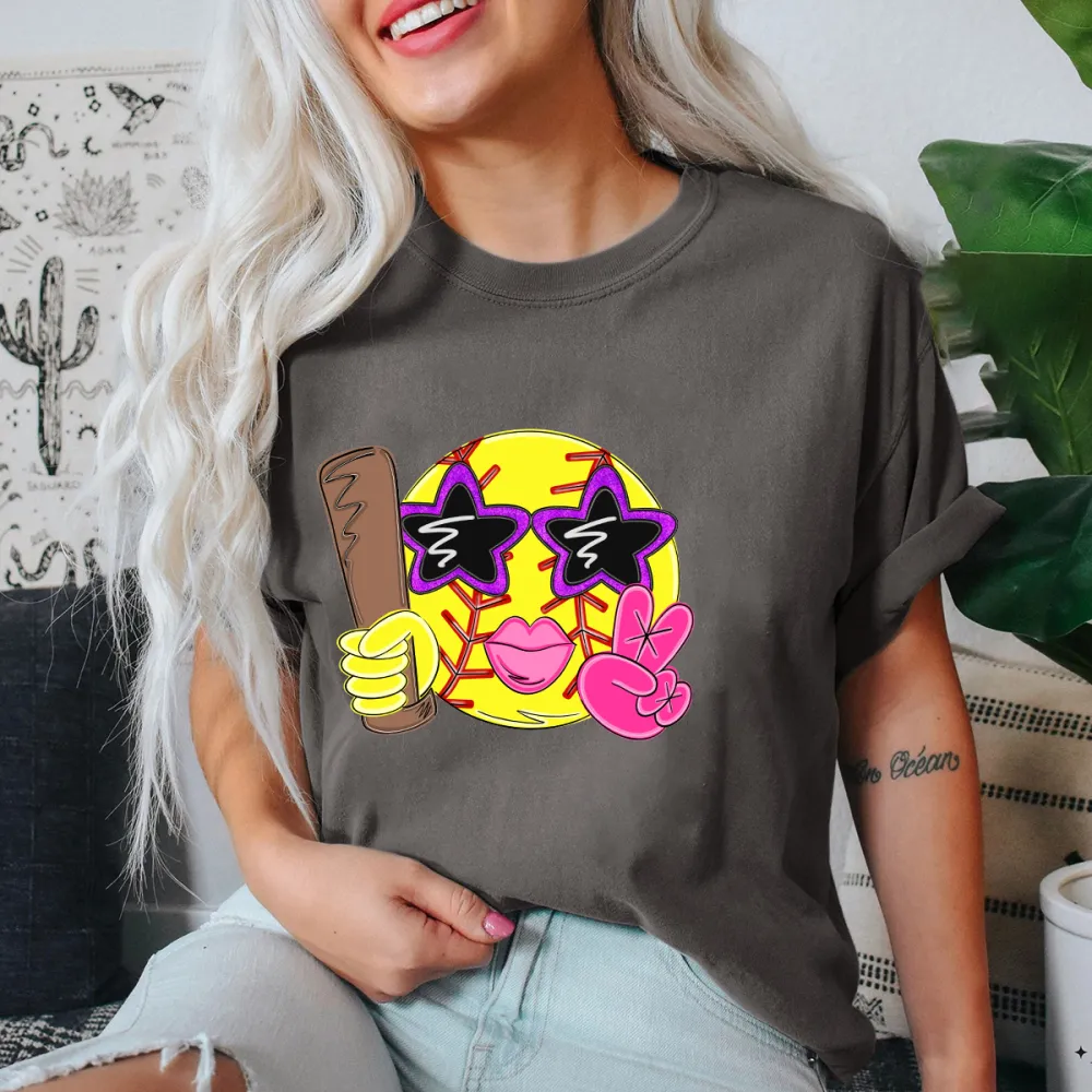 Baseball Season Printed Round Neck Short Sleeve T-Shirt