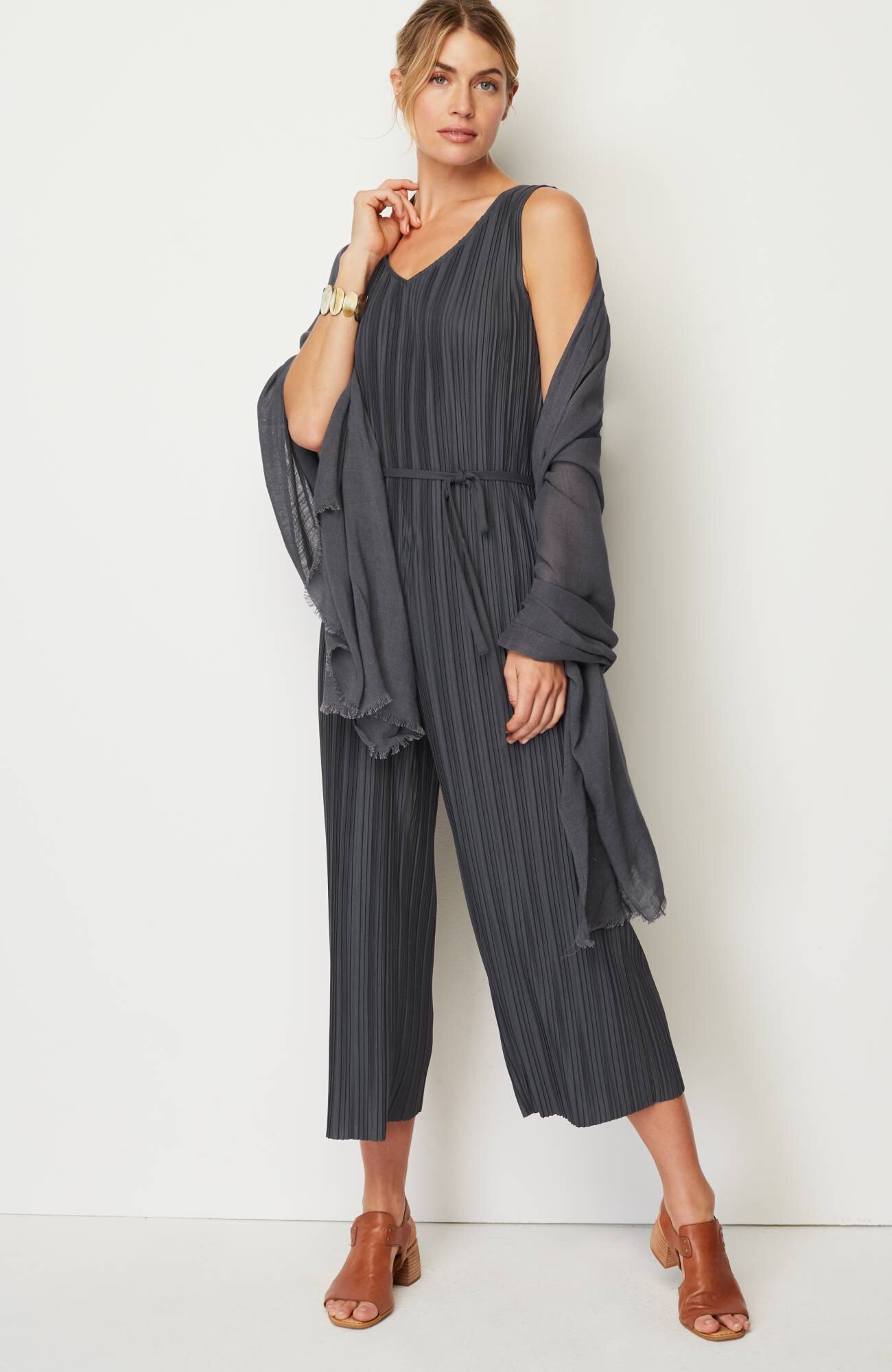 Pure Jill Pleated Knit Jumpsuit