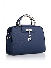 Women's Faux Leather Top Handle Tote Bag with Deer Charm - Elegant Structured Women's Shoulder Bag, Perfect for Mother's Day Gift, Work, Shopping and Casual Outings