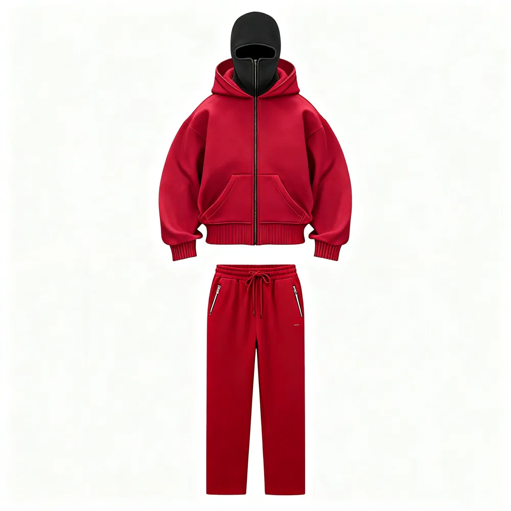 Zip Up Fashion Double Layer Hoodie Hip Hop Outerwear Sets