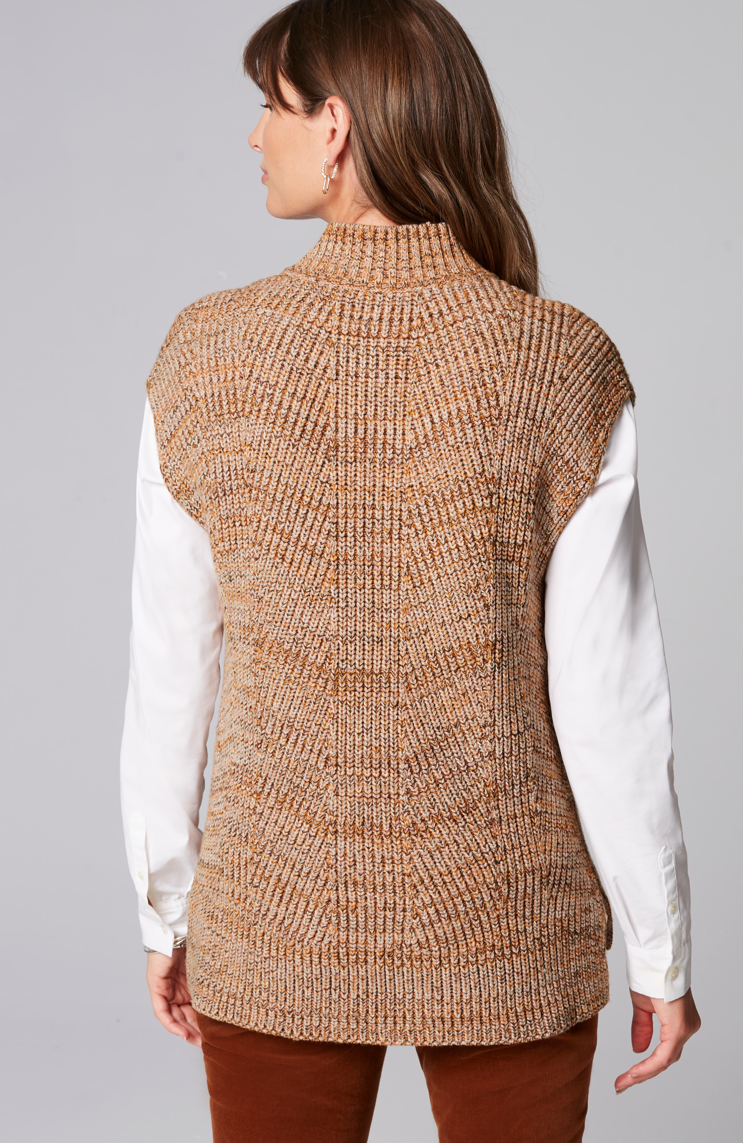 Rib-Textured Marled Sweater-Vest