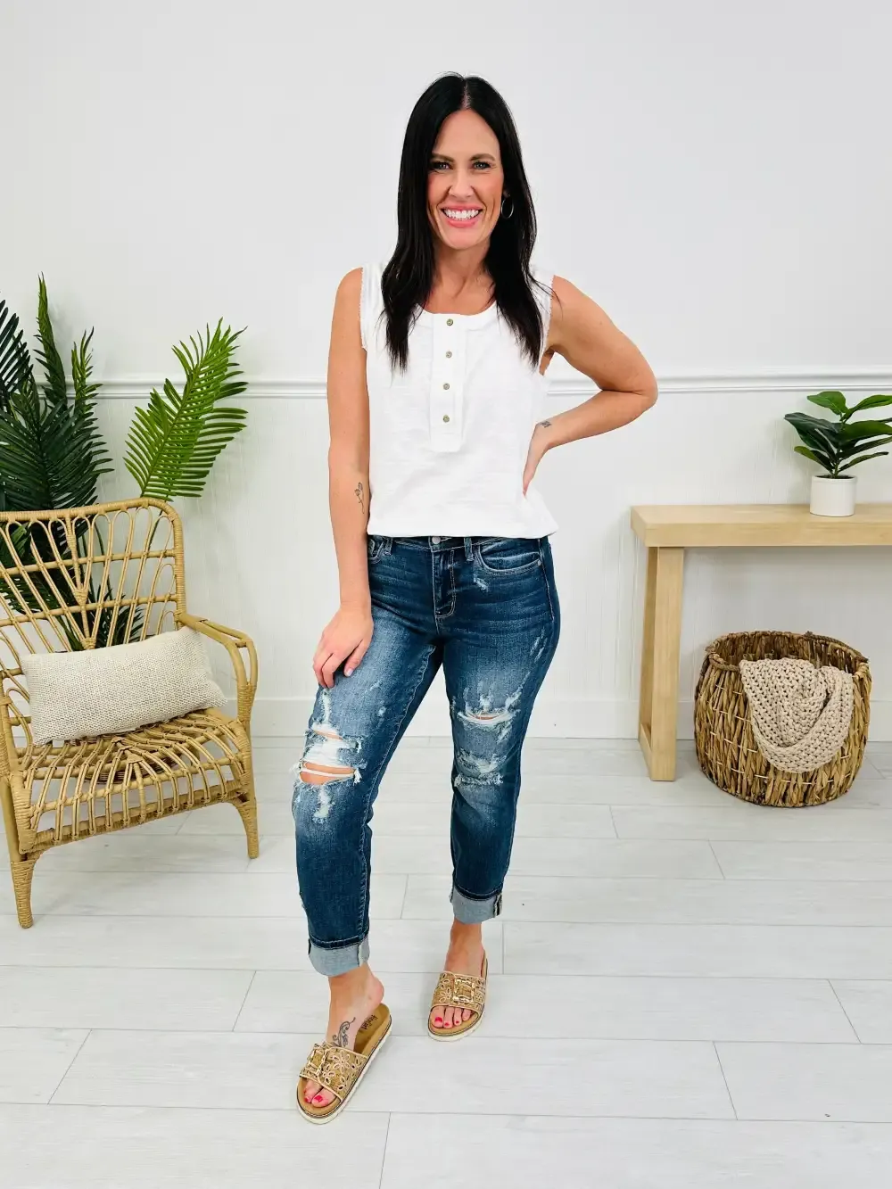 Judy Blue Plus/Reg Now Or Never Cropped Boyfriend Jeans