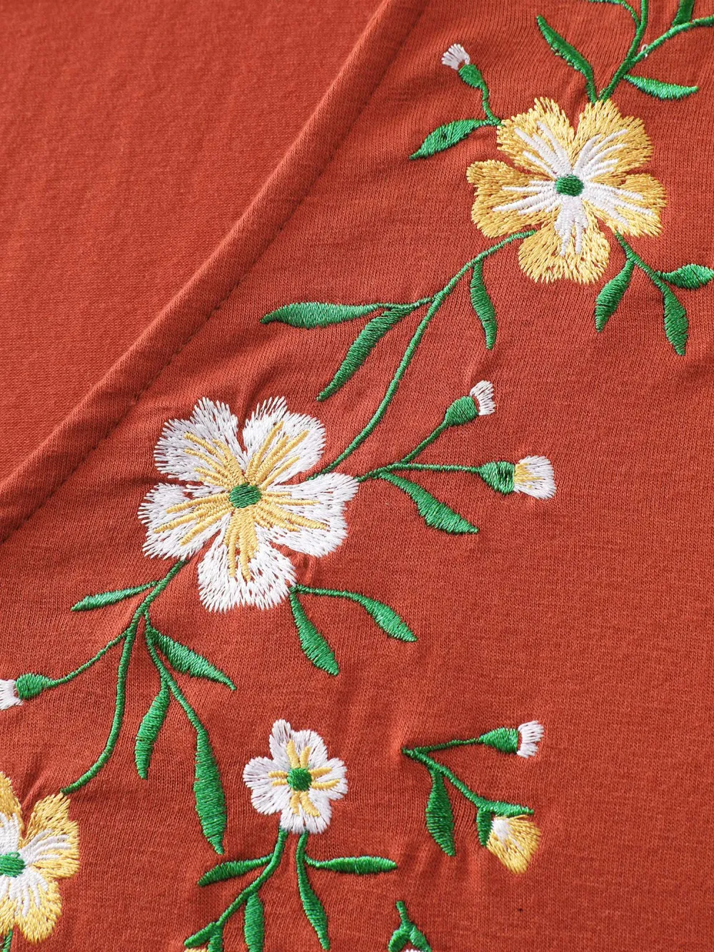 Floral Embroidered Lace Knit T-Shirt