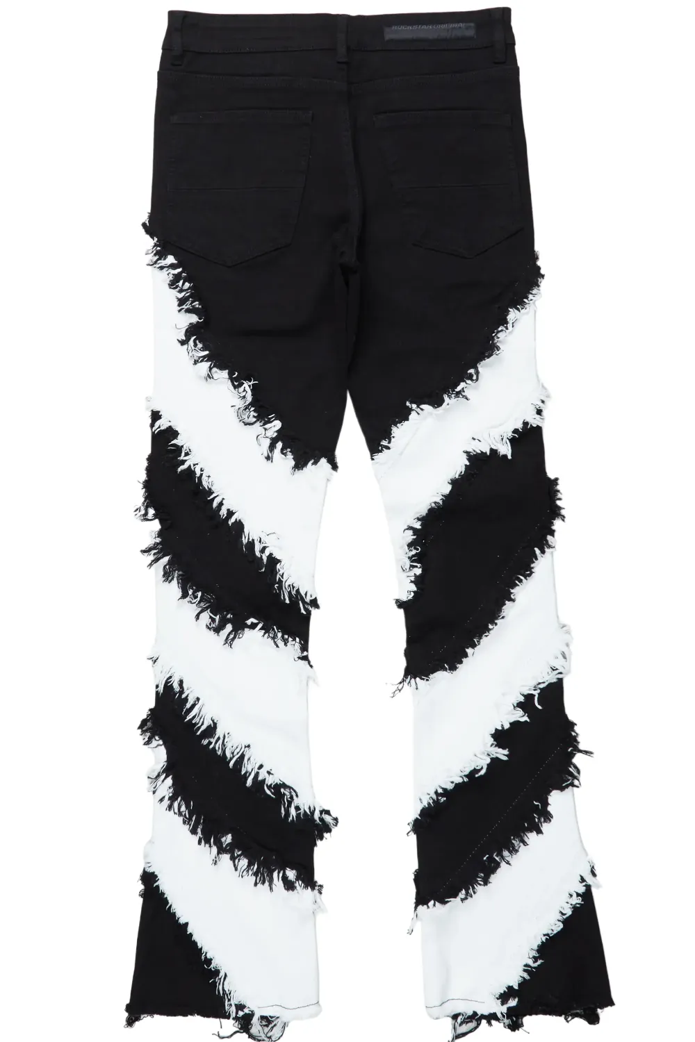 Ismael Black/White Stacked Flare Jean