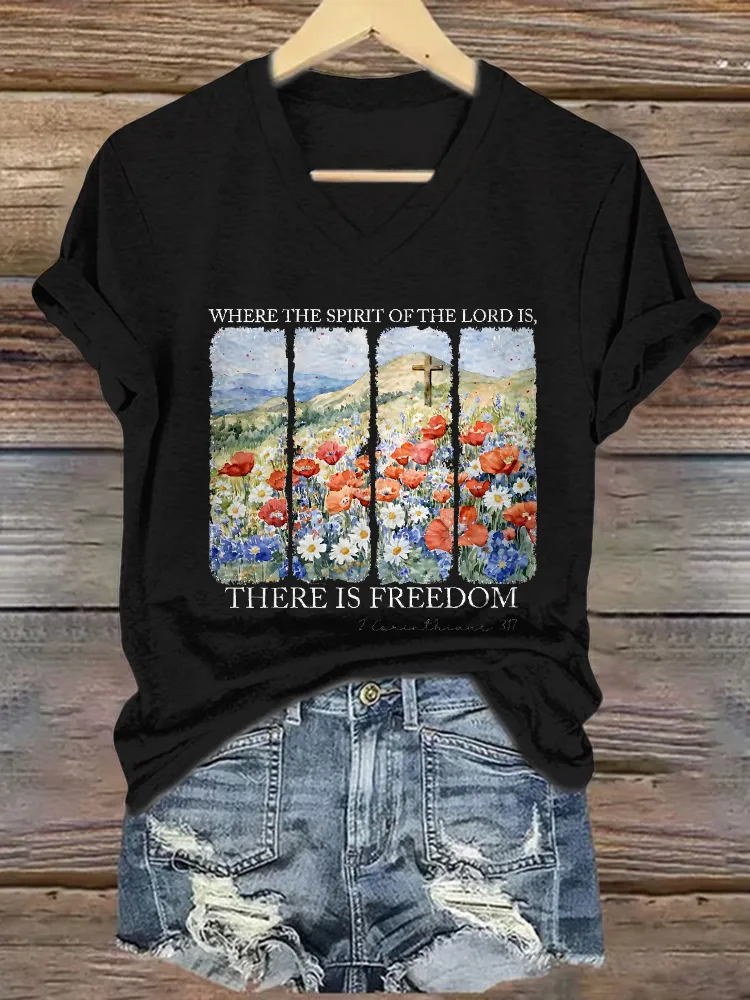 Women'S Where The Spirtt Of The Lord Is, There Ic Freedom T-Shirt