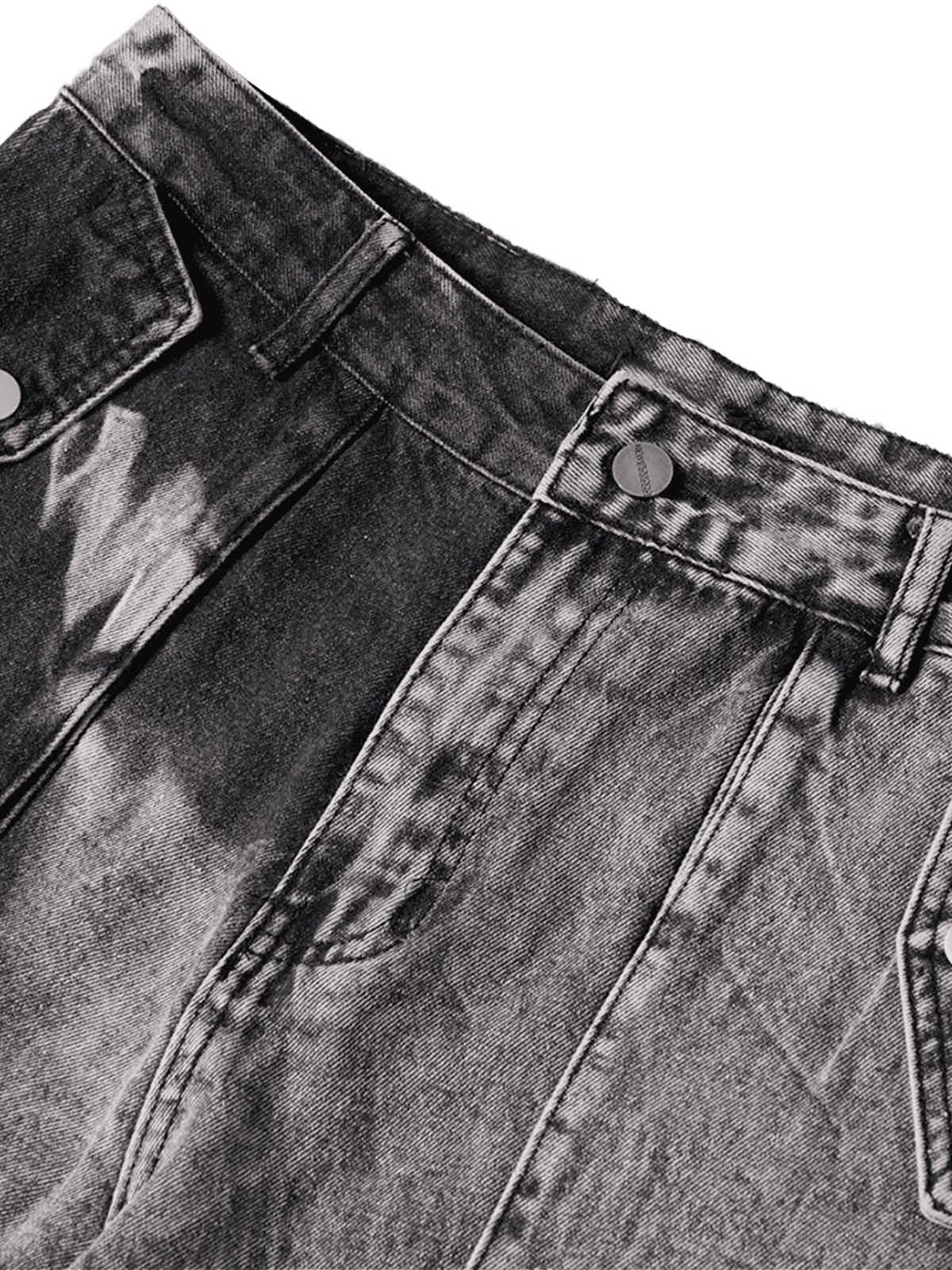 High Street Washed Distressed Work Jeans - 2163