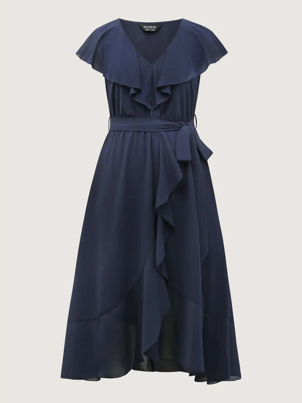 Belted Waist High Low Hem Midi Dress