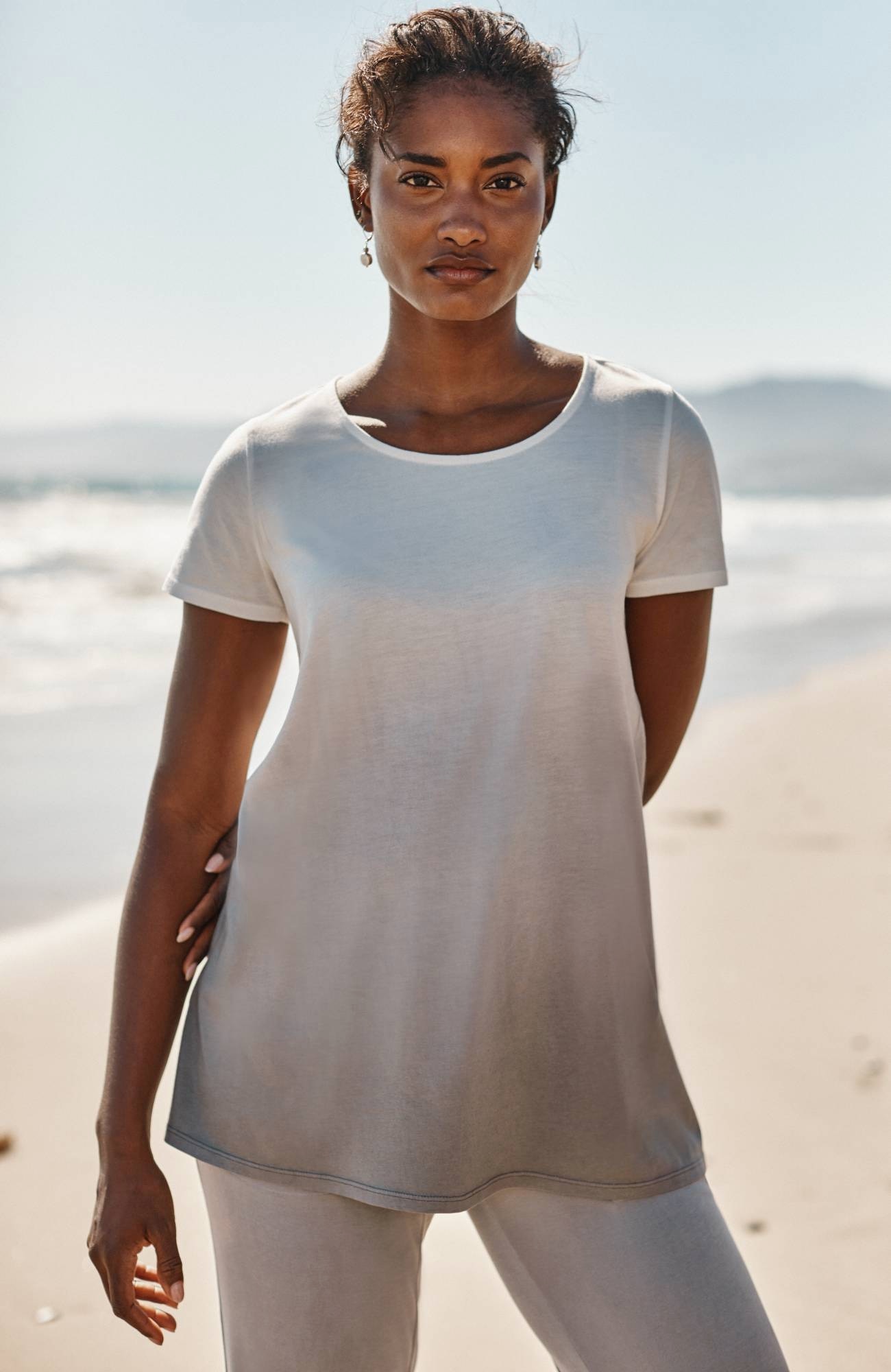 pure jill scoop-neck elliptical tee