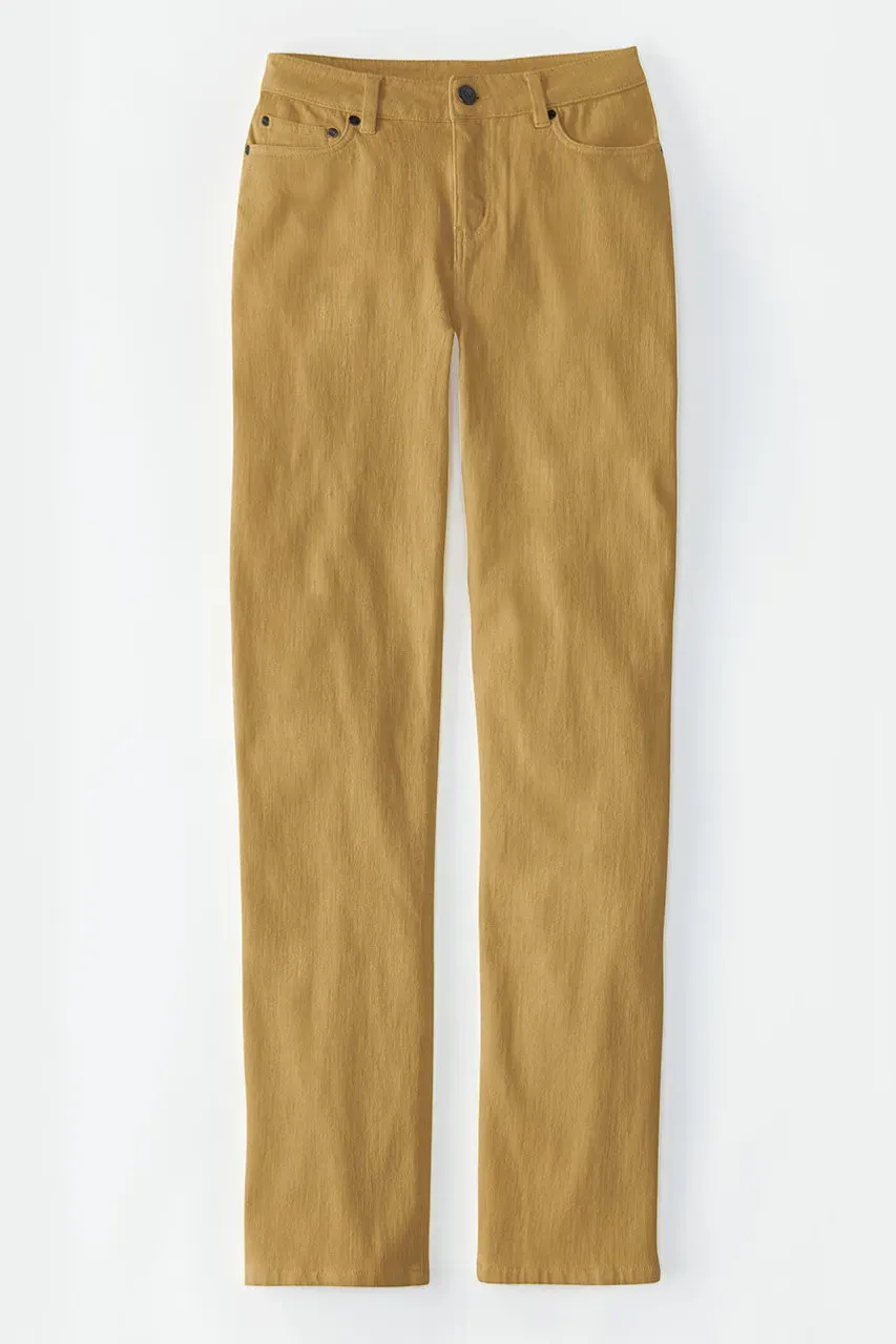 Knit Denim High Rise Straight-Leg Jeans