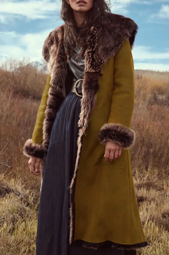 Donna Salyers' Fabulous Furs Women's Plus Size Faux Suede/Fur Full-Length Coat