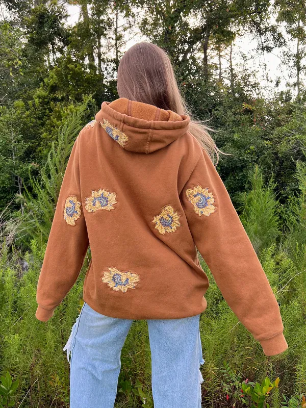 Brown Streetwear Leisure Hoodie Sweatshirts