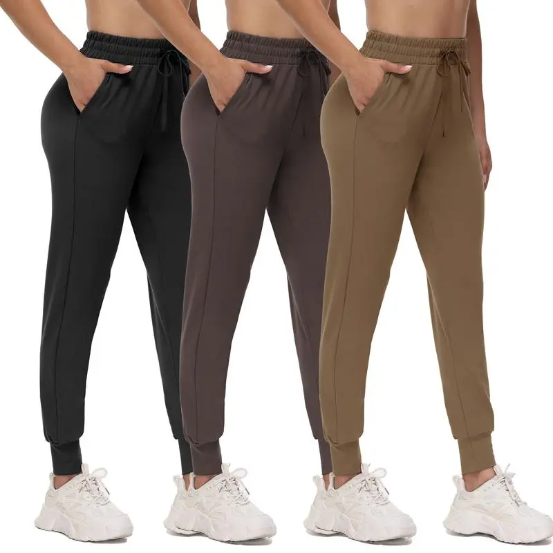 Women's High Waisted 3 Pack Joggers – Lightweight Sweatpants with Pockets Comfy Yoga Pants for Workout, Casual Wear and Lounge