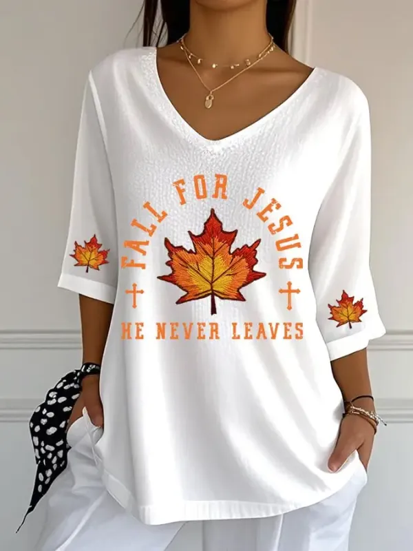 Women's Casual Autumn Print Sleeve Top