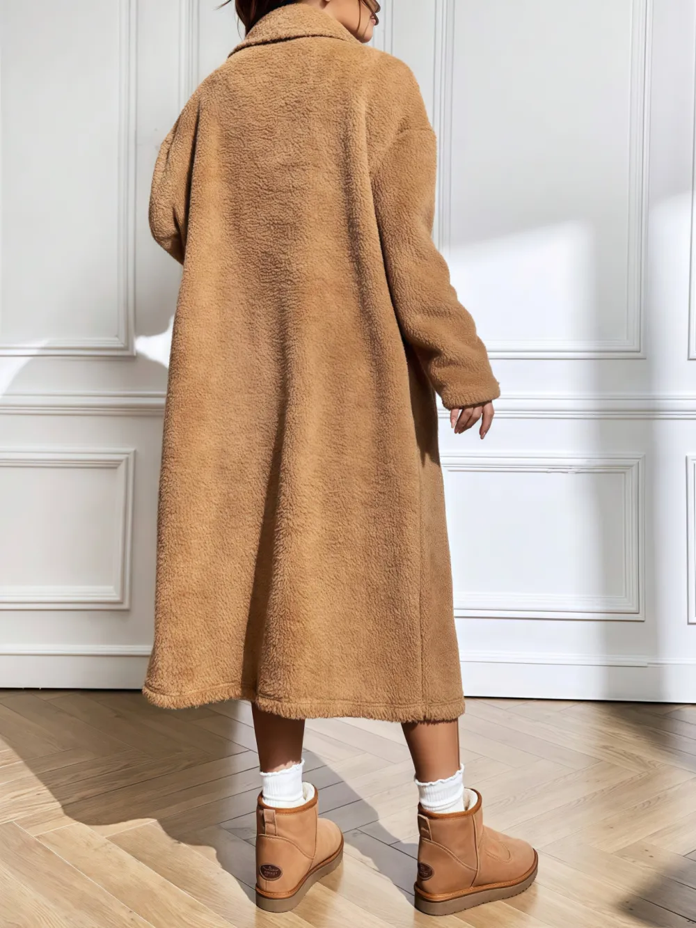 Women's Teddy Fleece Double - Breasted Long Coat