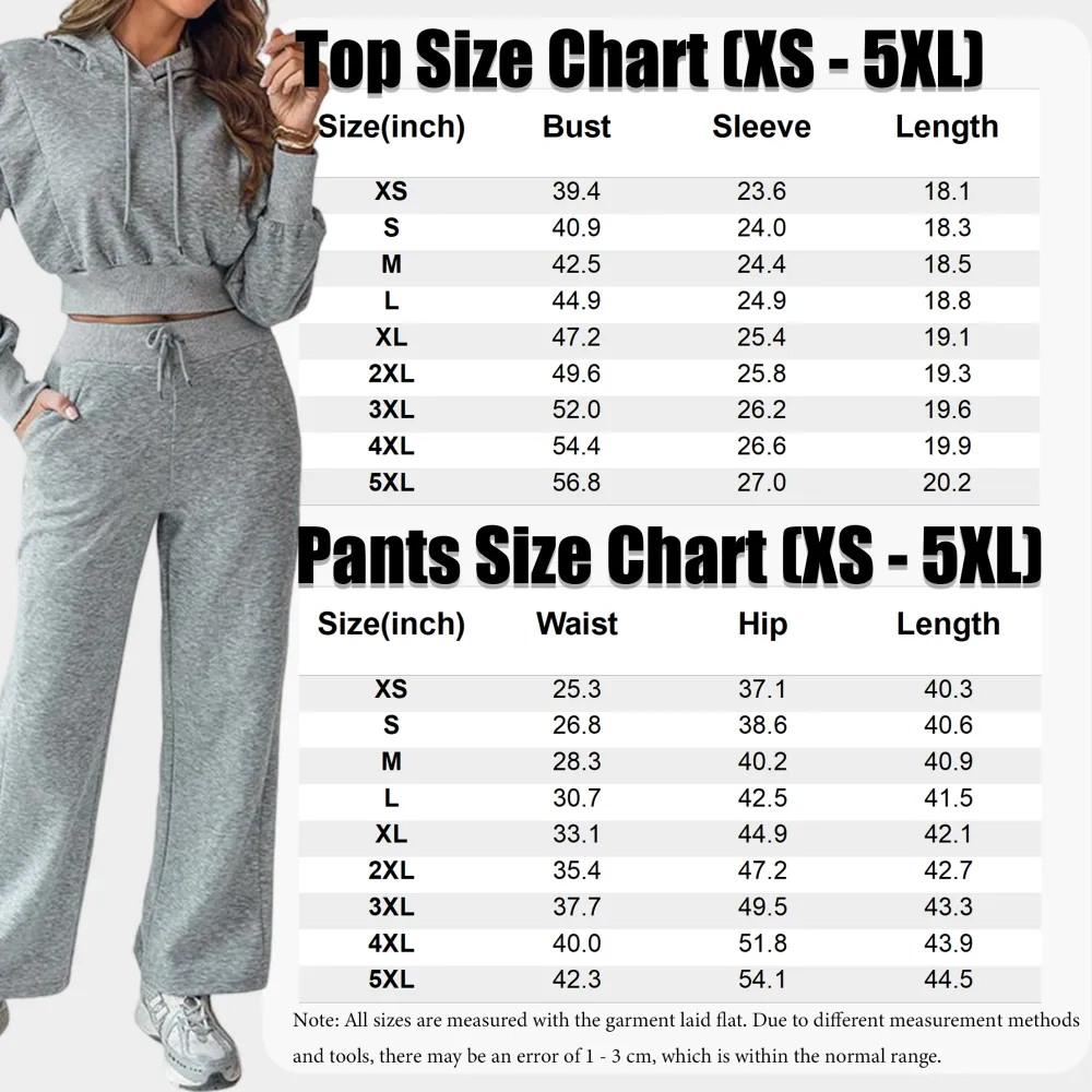 Hooded Long Sleeve Sweatshirt and Casual Wide Leg Sweatpants Set