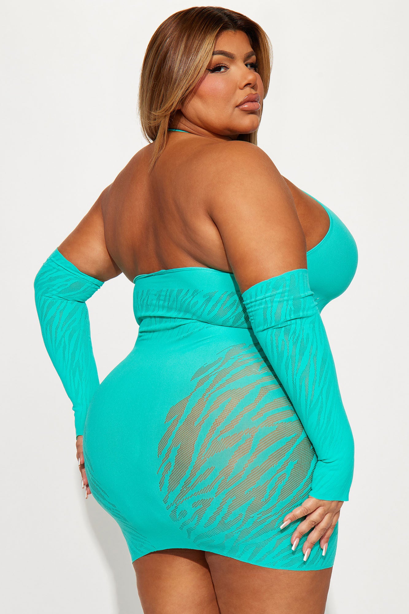 A Dime Piece Seamless Mini Dress - Turquoise