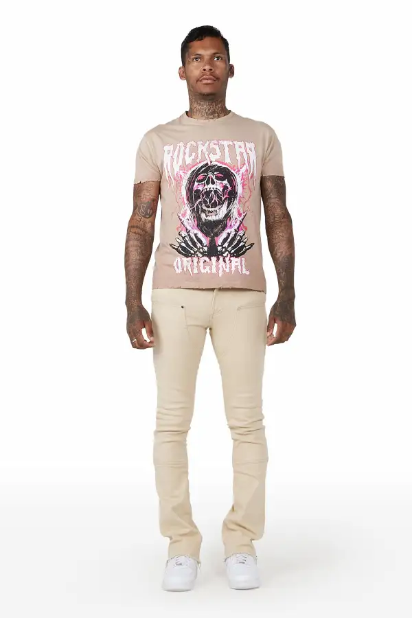 Quartz Beige Stacked Flare Jean