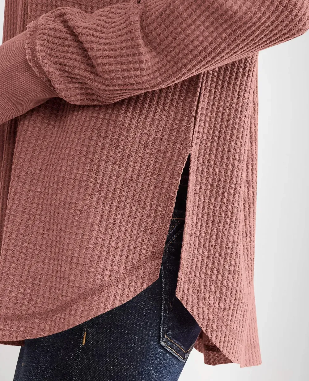 ✨Women's Waffle Knit Exposed Seam Pullover