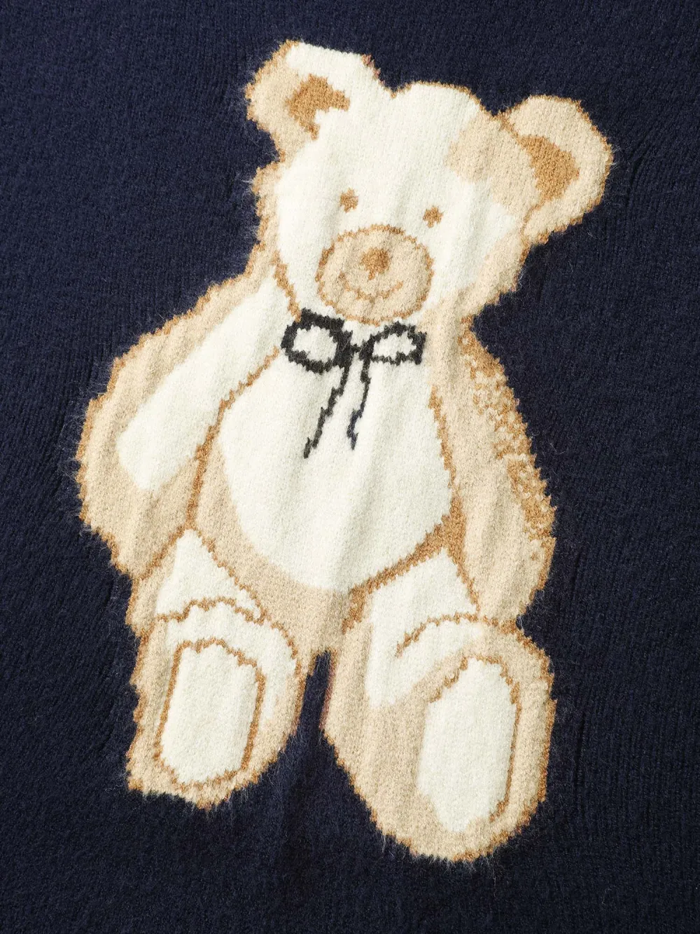 Bear Motif Jacquard Color Contrast Pullover