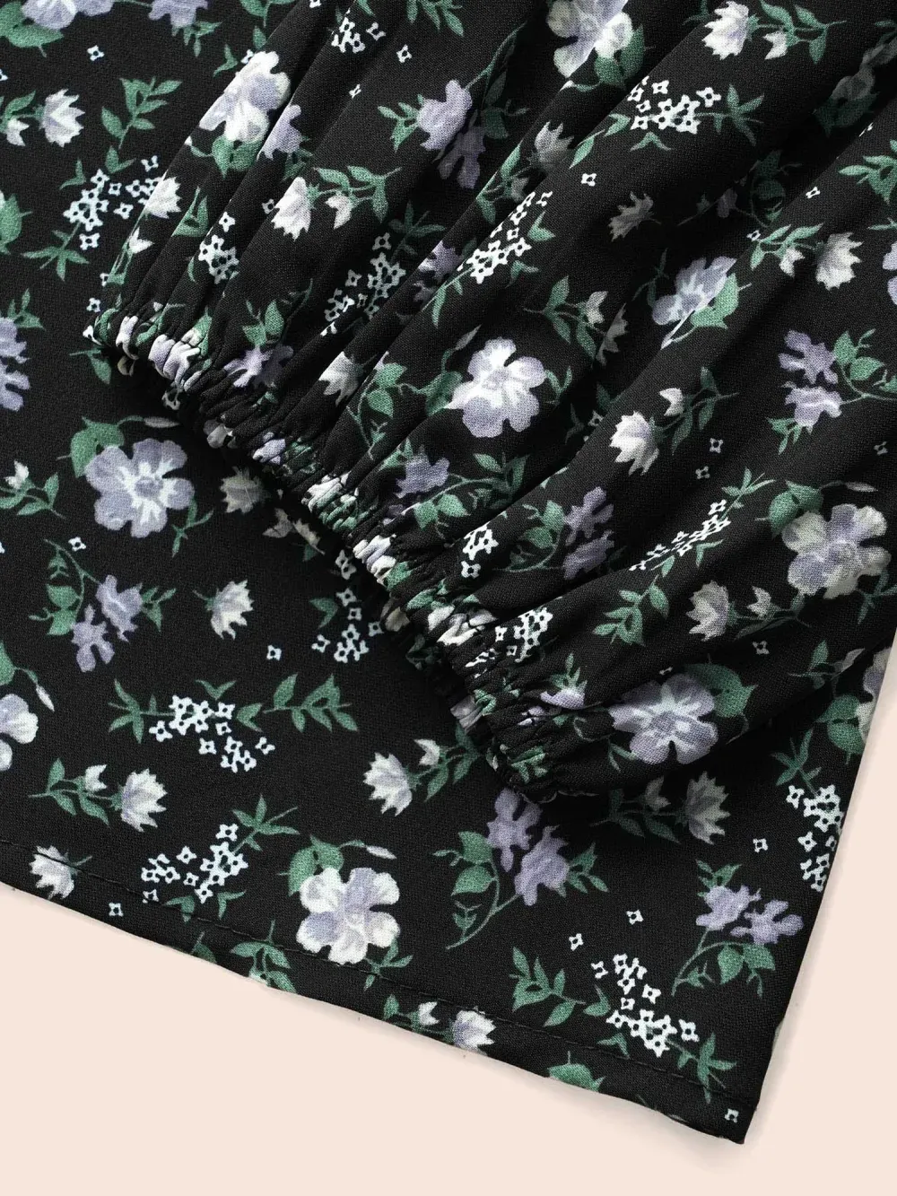 Heart Neckline Ditsy Floral Shirred Blouse