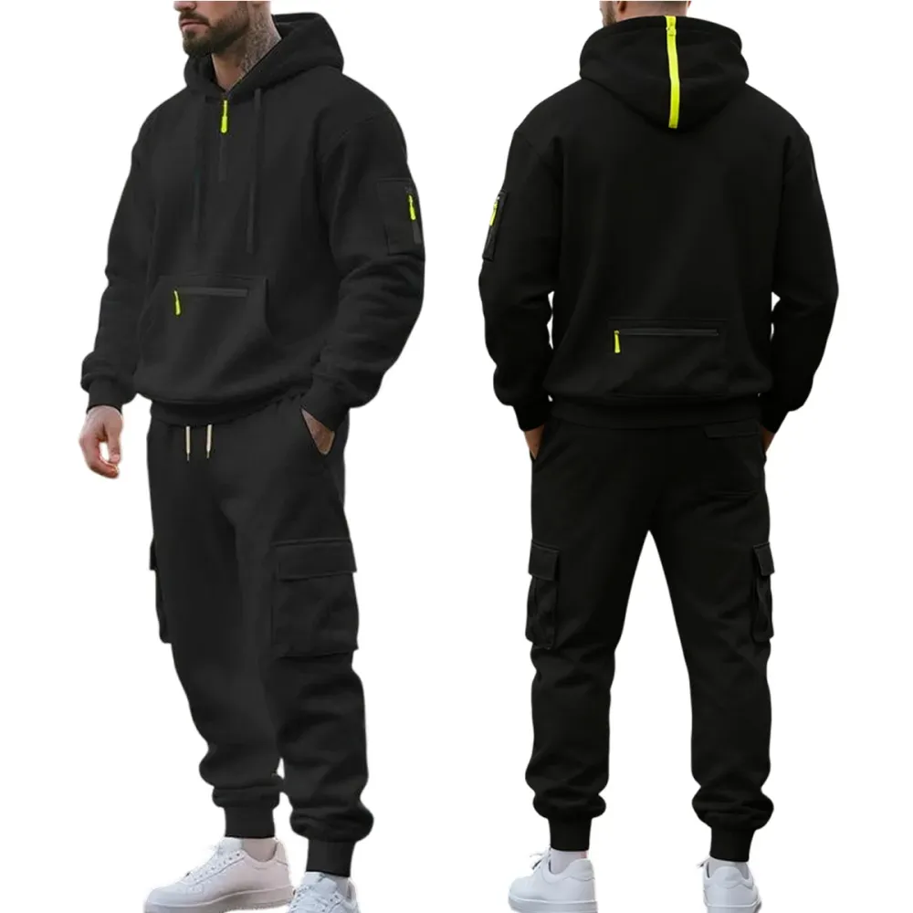 Men's 8-Sets Hoodie & Cargo Pants Tracksuit Set