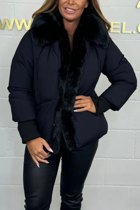 Faux Fur Collar Puffer Coat