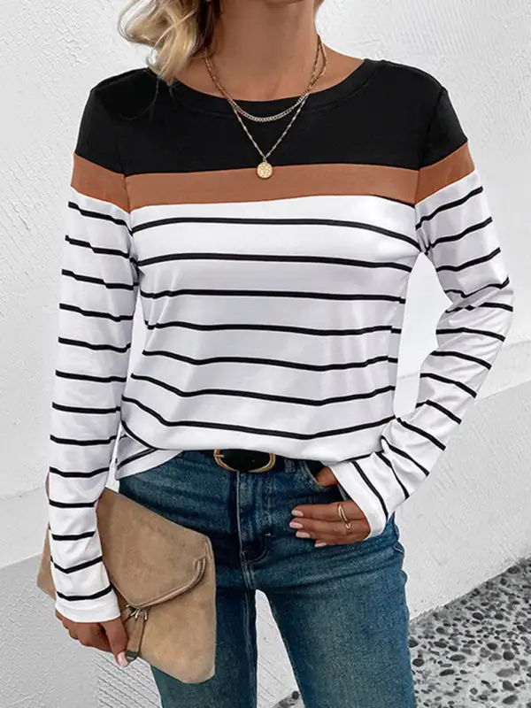 New Women's Striped Long Sleeve Sweater