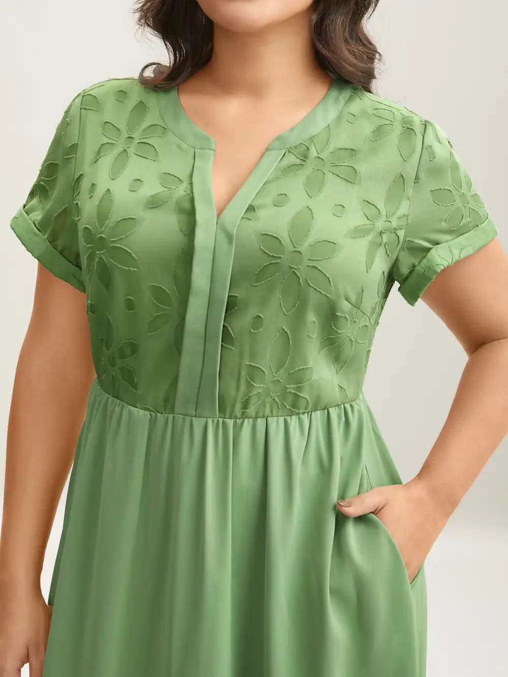 Sheer Back Textured Cut-Out Midi Dress