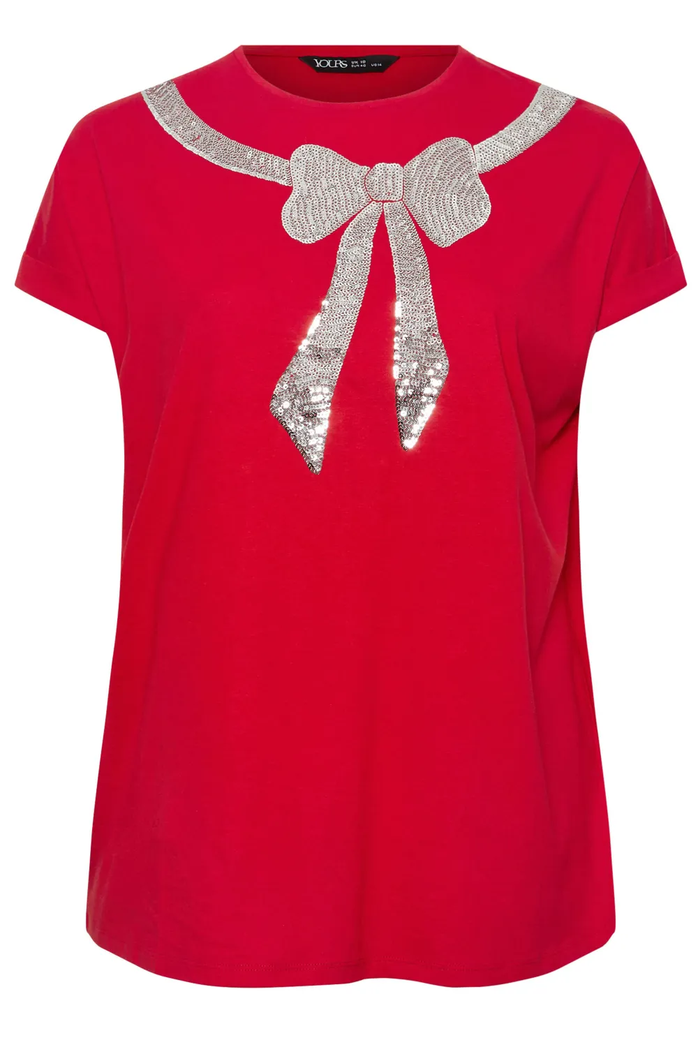 YOURS Curve Black Sequin Bow T-Shirt