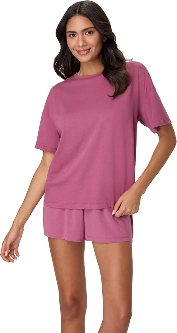 2 Piece Lounge Set, Comfywear SuperSoft Boxy T-Shirt & Sleep Shorts Loungewear Women's