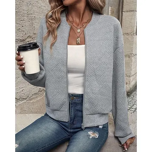 Women's Texture Sweatshirt Waffle Sweatshirt  Pullover Hoodie Sweatshirt Plain Streetwear Casual Long Sleeve Hooded Regular Tops Street Holiday Going out Buttons Black White Pink Wine Fall Winter