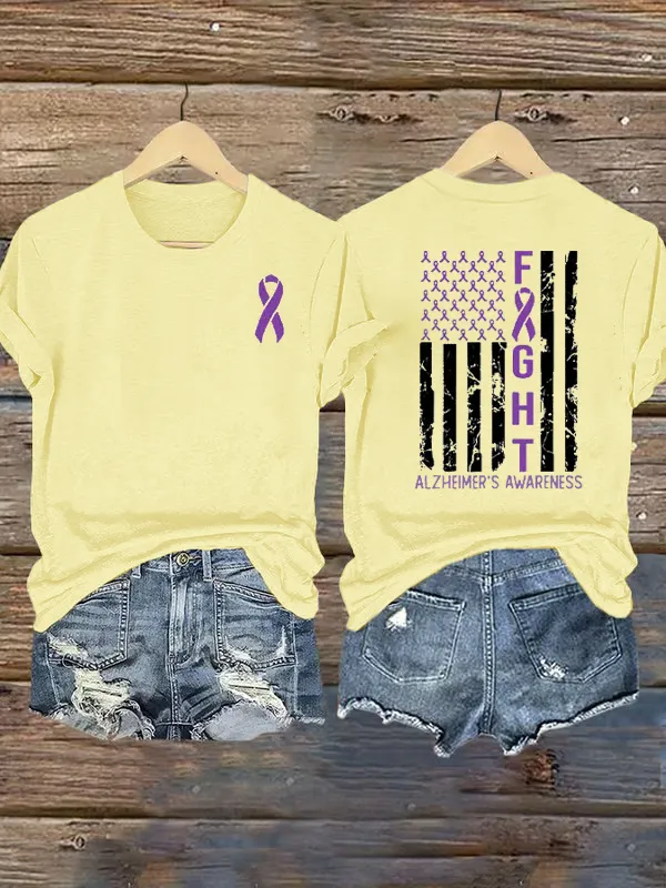 Women'S Alzheimer'S Awareness Printed Round Collar T-Shirt