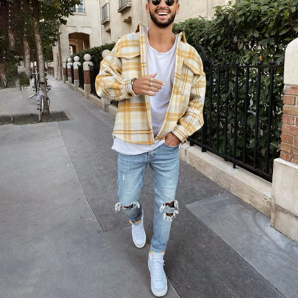 Mens Fashion Check Coat