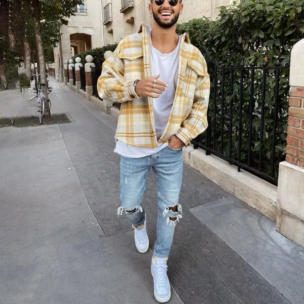 Mens Fashion Check Coat