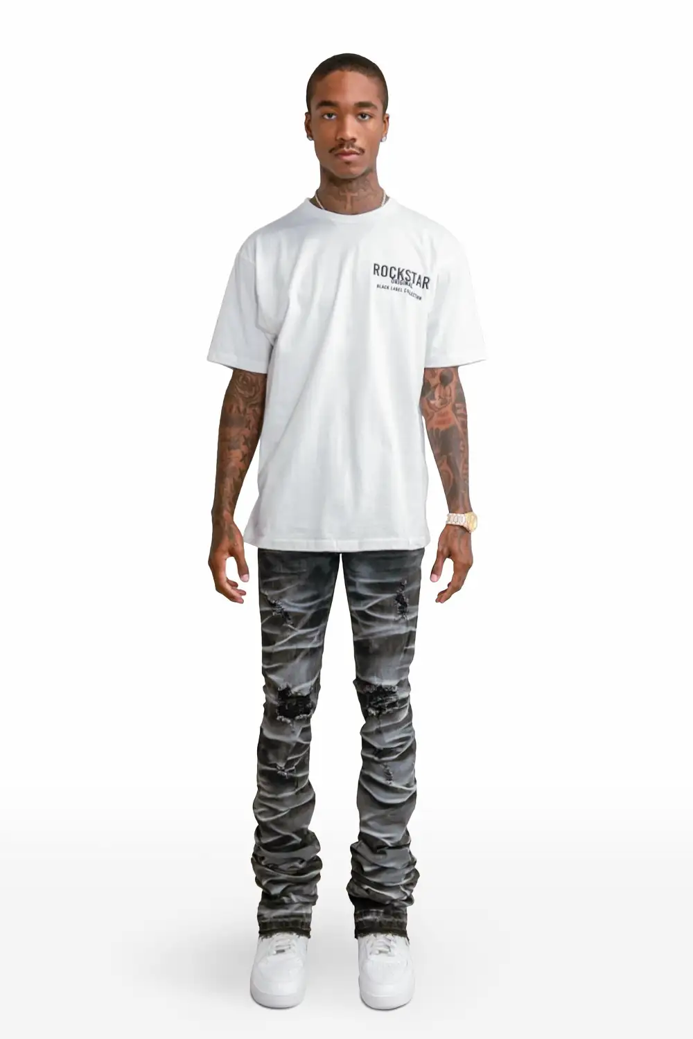 Sniper Dark Grey Super Stacked Flare Jean