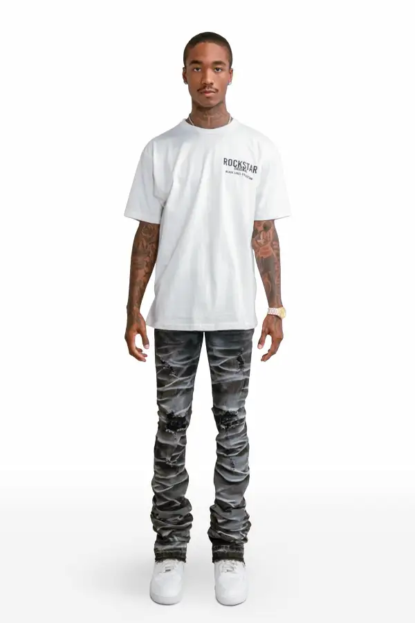 Sniper Dark Grey Super Stacked Flare Jean