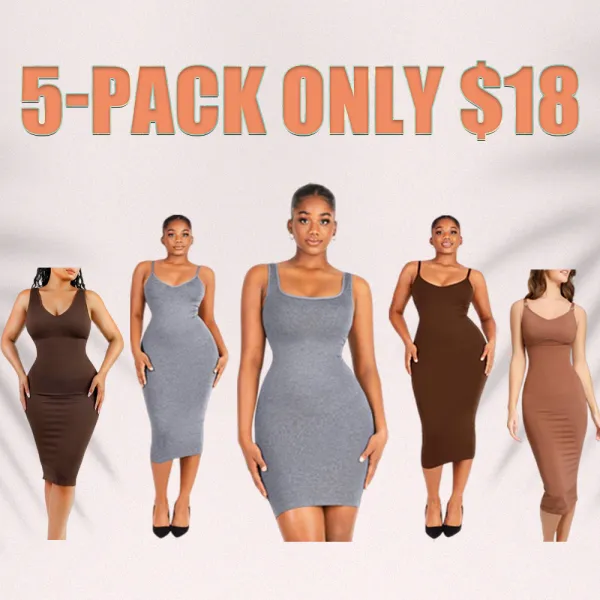 Women’s Seamless V-Neck Maxi Dress with Built-in Shaper-Spaghetti Strap