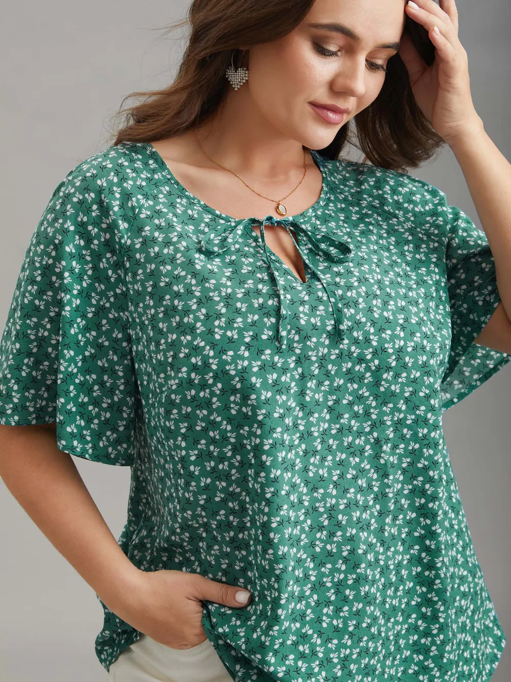 Ditsy Floral Print Half Sleeve Shirt