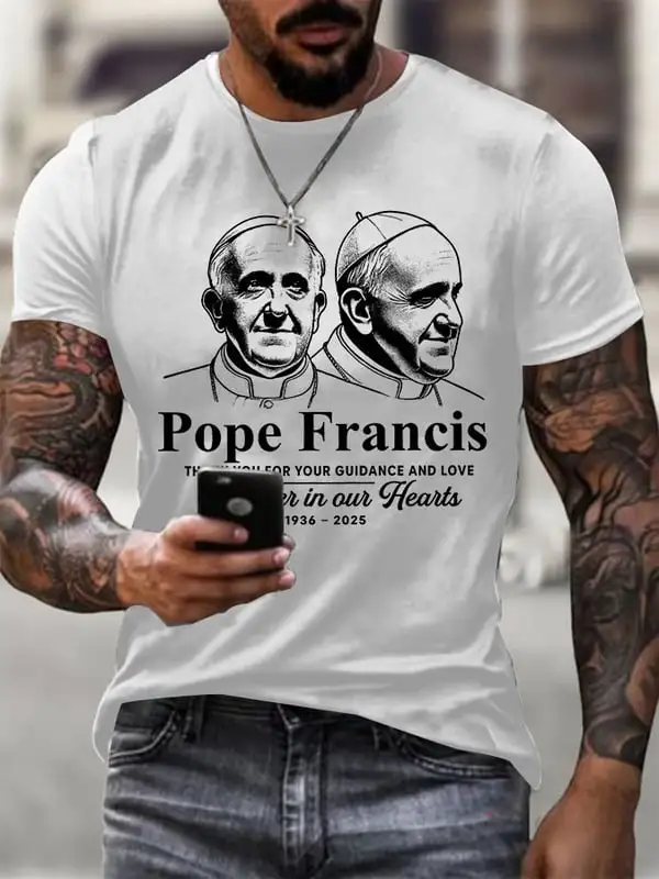 Men's Rest In Peace 1936-2025 Print Short Sleeve Round Neck Cotton T-Shirt