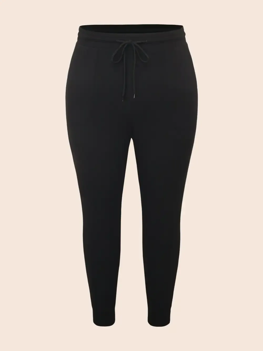 Plain Drawstring Medium Stretch Pants