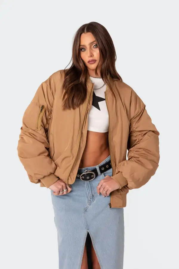 Cala Ruched Oversized Bomber Jacket