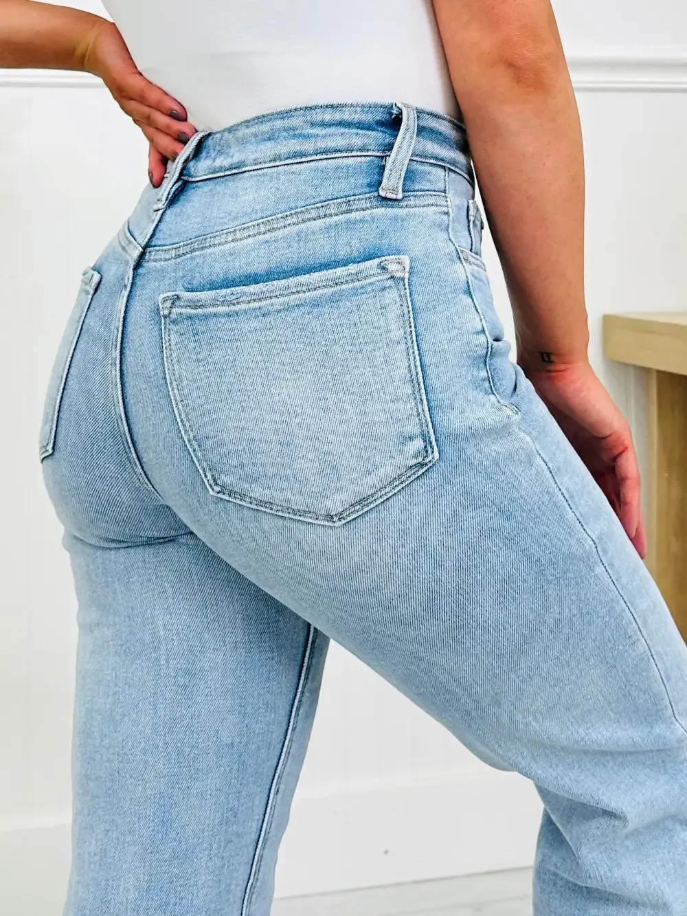 Feeling Brand New Slim Wide Leg Tummy Control Jeans