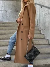 Women's Casual Jacket Warm Comfortable Pocket Buttons Fashion Outdoor Plain Going out Weekend Single Breasted Regular Lapel Regular Fit Long Sleeve Outerwear Black Brown Khaki Fall Winter