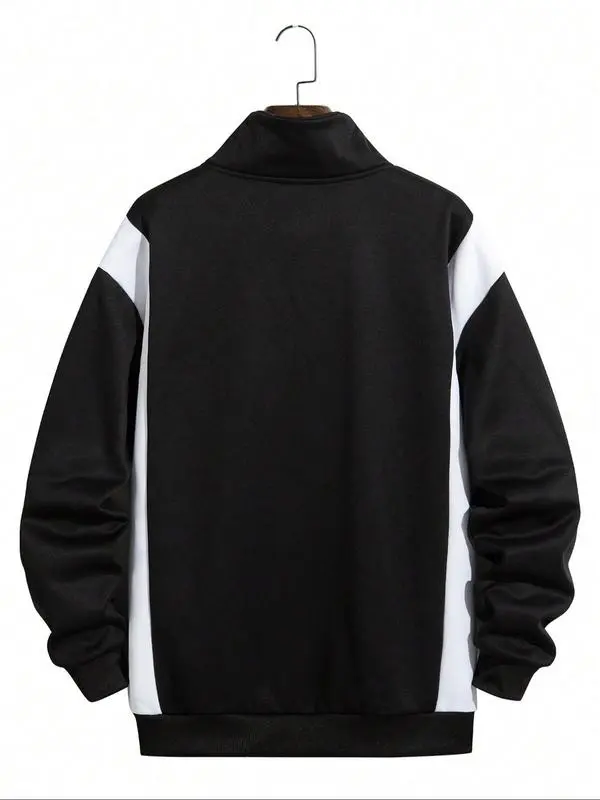 Men’s Colorblock Sweatshirt & Pants Set – Casual Fall & Winter Outfit