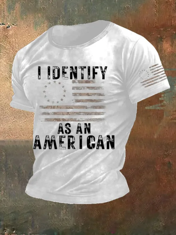 Men'S Shirt I Identify As An American Short-Sleeved T-Shirt
