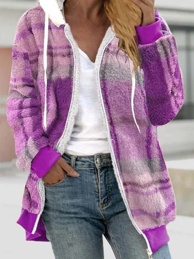 Christmas Plaid Casual Cashmere Cotton Jacket