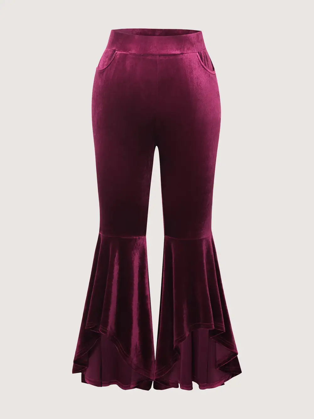 Satin Button Detail Ruffled Pants