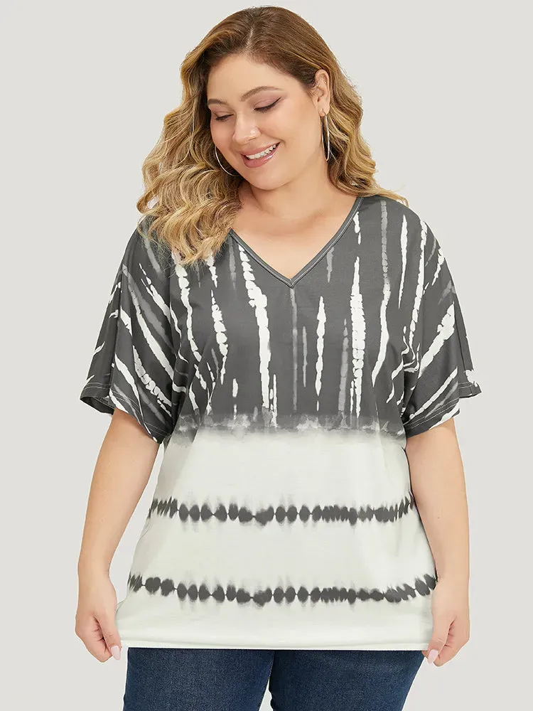 Tie Dye Batwing Sleeve T-shirt